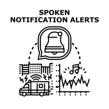 Spoken notification alerts system for emergency situations Stock Illustration