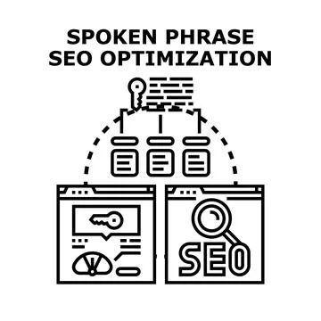 Spoken phrase optimizing search engine ranking vector Stock Illustration