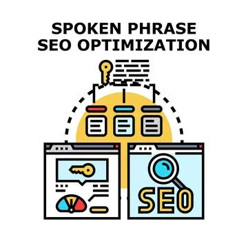 Spoken phrase optimizing search engine ranking vector Stock Illustration