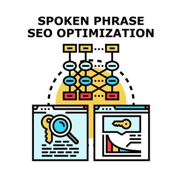 Spoken phrase search engine optimization voice recognition concept Stock Illustration