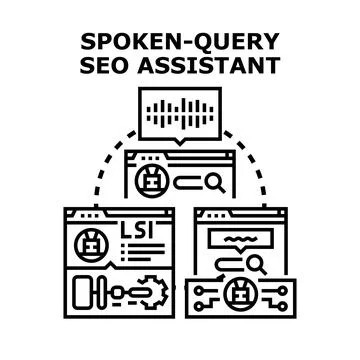 Spoken query seo assistant process optimizing search results Illustrazione stock
