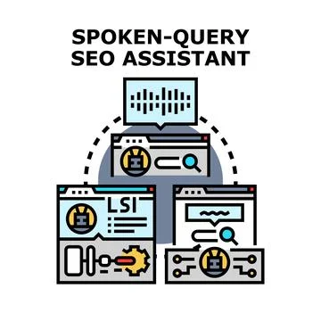 Spoken query seo assistant process optimizing search results Illustrazione stock