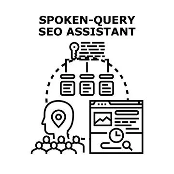 Spoken query seo assistant vector illustration Stockillustratie