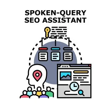 Spoken query seo assistant vector illustration Stock Illustration