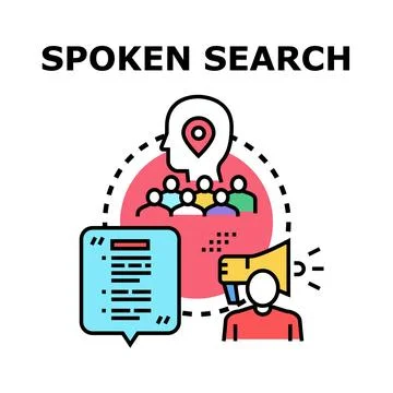 Spoken search voice assistant activating crowd intelligence Stock Illustration