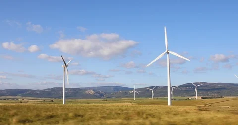 Spolied wind turbine from car Stock Footage 91064155