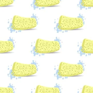 Sponge for Bath Soap Bubbles Seamless Pattern. Sponge for Bath and Soap Bu... Stock Photos