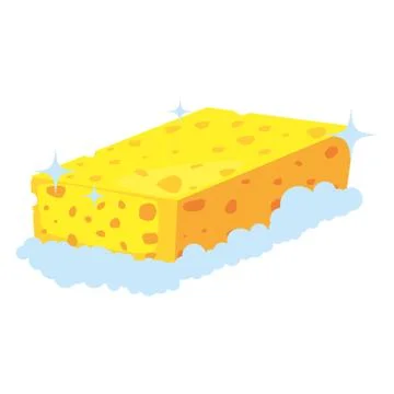 Sponge bubbles cleaning supply on white background Stock Illustration