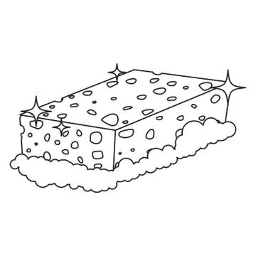Sponge bubbles cleaning supply on white background Stock Illustration