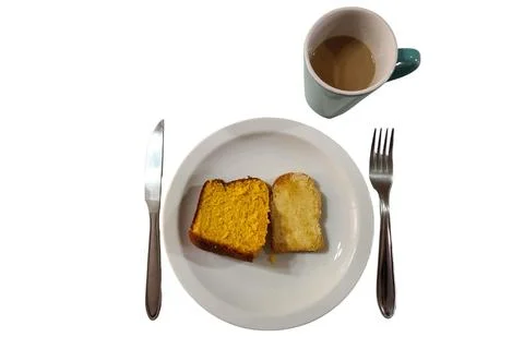 Sponge cake and coffee Stock Photos