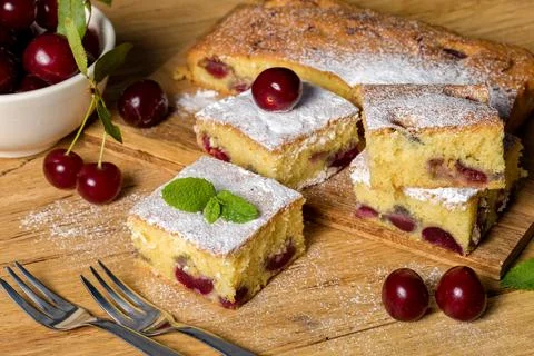 Sponge cake with cherry Photos