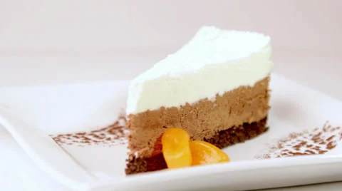 Sponge cake with fruit, dessert Stock Footage 33604902