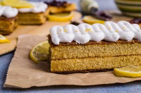 Sponge cake with jam Stock Photos