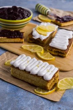 Sponge cake with jam 스톡 사진