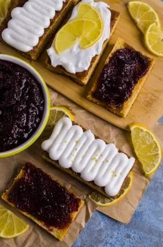 Sponge cake with jam 스톡 사진