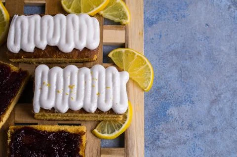 Sponge cake with jam 스톡 사진