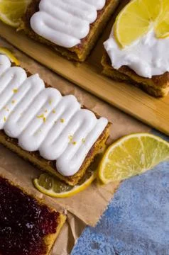 Sponge cake with jam 스톡 사진