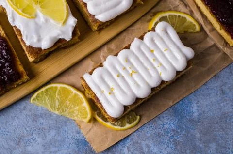 Sponge cake with jam 스톡 사진