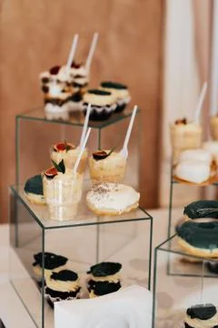 Sponge cake with matcha and raspberry filling topped with sour cream. Square  Stock Photos