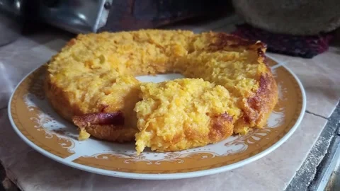 Sponge cake in mold Stock Footage 305023068