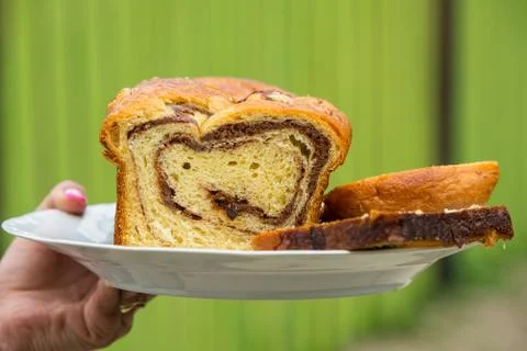 Sponge cake on plate Foto stock
