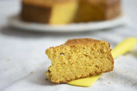 Sponge cake  slice orange flavored Stock Photos