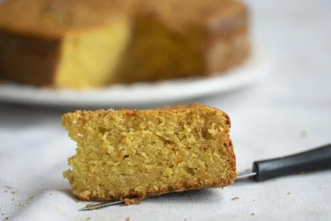Sponge cake  slice orange flavored Stock Photos
