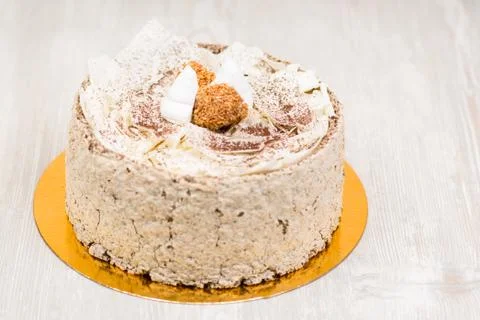 The sponge cake on the table Stock Photos