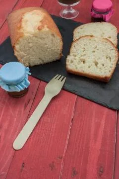 Sponge cake vertical Stock Photos