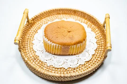 Sponge cake on white background Stock Photos