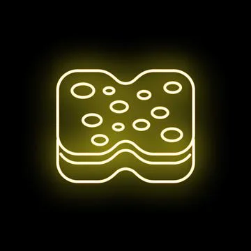 Sponge cleaning icon glowing neon yellow light イラスト素材