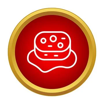 Sponge cleaning icon in red gold circle Stock Illustration