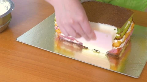 Sponge cream sides of sponge cake Stock Footage 108556544