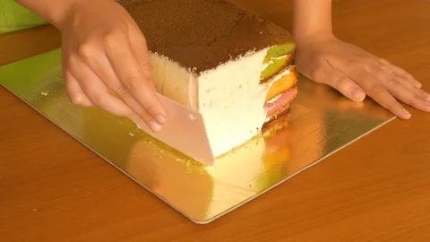 Sponge cream sides of sponge cake Video stock 108557610