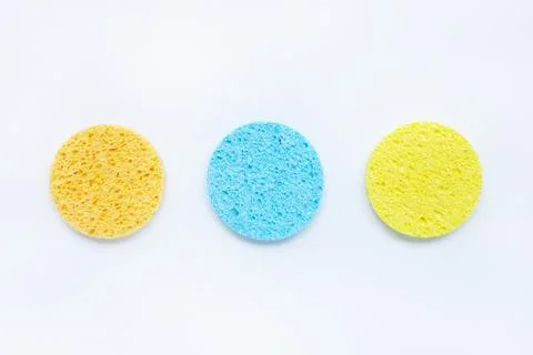 Sponge for  face make-up cleaning on white. Stock Photos