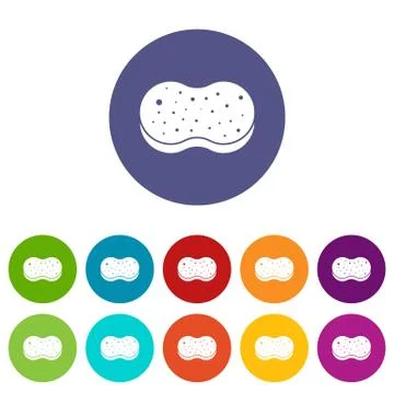 Sponge foam set icons Stock Illustration