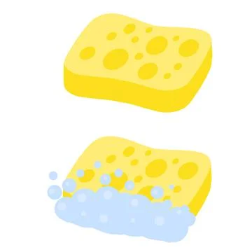Sponge with foam. Set of kitchen and bathroom element Stockillustratie