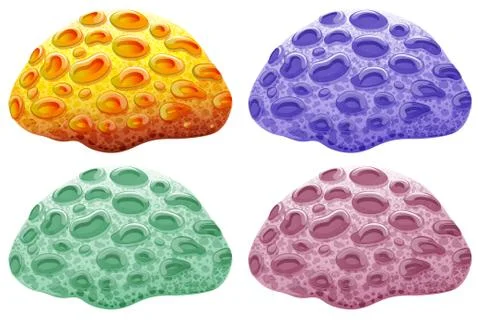 Sponge in four different colors Stock Illustration