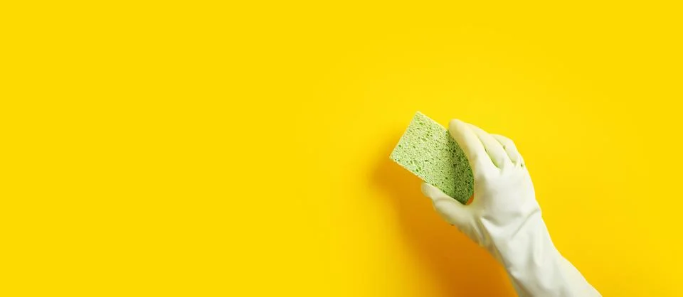 Sponge in hand panoramic Stock Photos