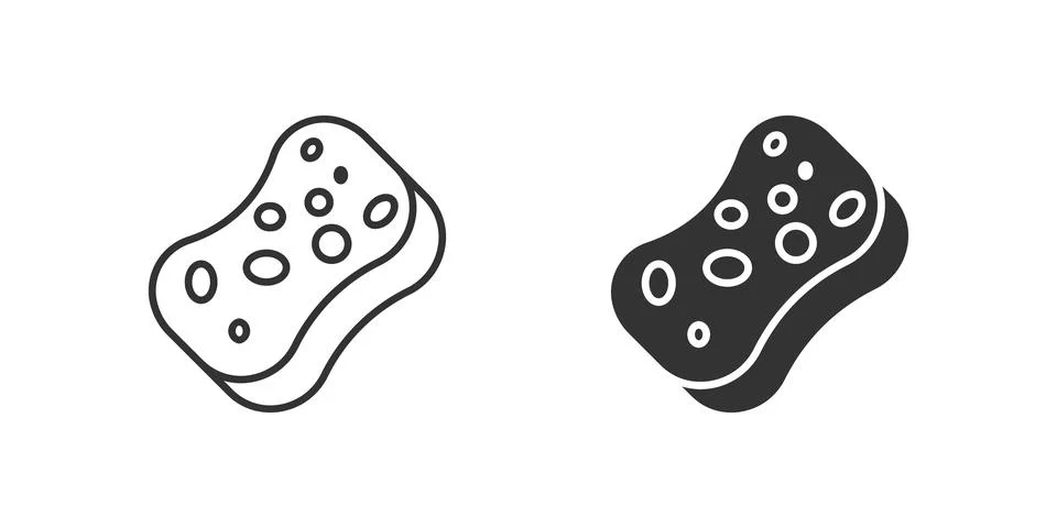 Sponge Icon Set. A black icon of a sponge, representing cleaning or absorptio Stock Illustration