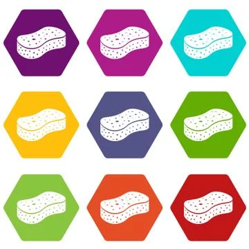 Sponge icons set 9 vector Stock Illustration