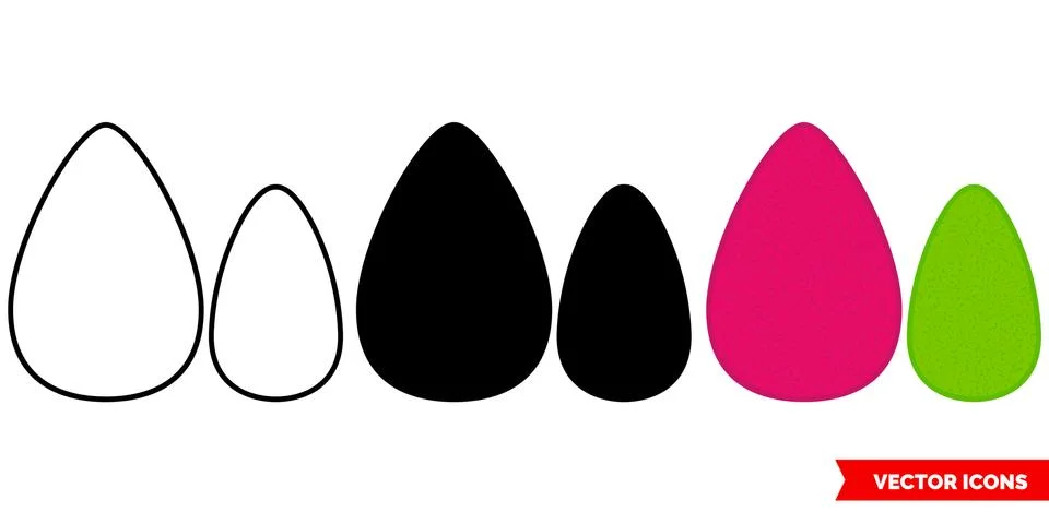 Sponge for make-up of face and eye area icon of 3 types color, black and whit Stock Illustration