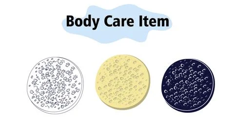 Sponge for removing makeup and washing. Facial skin massage with a sponge. Self Stock Illustration