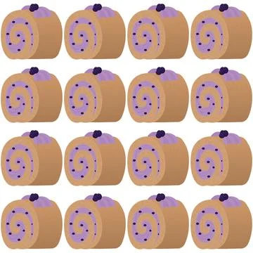 Sponge roll with blueberry jam. Seamless pattern. Vector illustration. イラスト素材