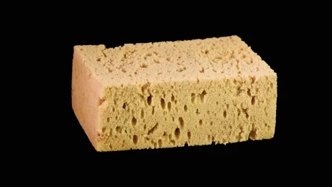 Sponge spinning over black background Vídeos de archivo 155651649