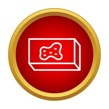 Sponge with suds cleaning tool icon on red background Stockillustratie