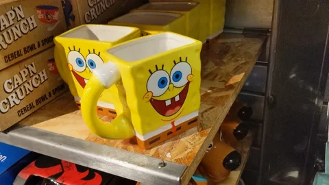 Spongebob Cups Available for Purchase Stock Footage 156677875