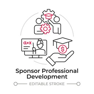 Sponsor professional development duotone line art concept icon Stock Illustration