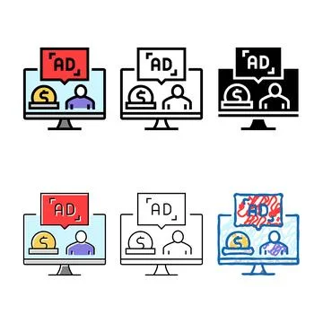 Sponsored content set color icon vector Stock Illustration