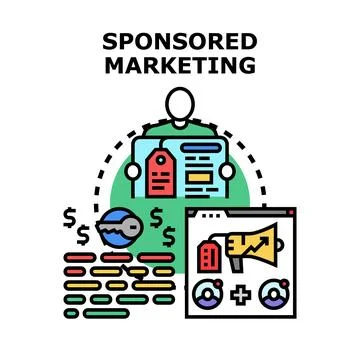 Sponsored marketing strategy developing business online promotion Stock Illustration